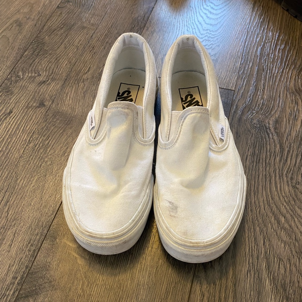 Women’s white slip on vans